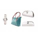 Combo Of Seagreen Handbag + Silver Clutch + Women's Steel Watch